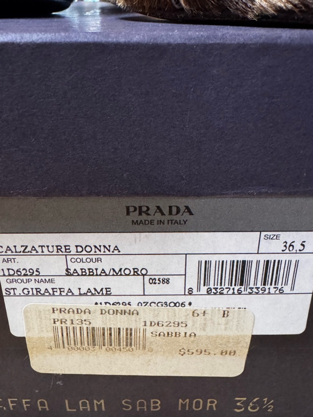 PRADA Calf Hair Giraffe Print Square Toe Kitten Heels Gold Buckle Sz 36.5 US 6.5 - Picture 12 of 15